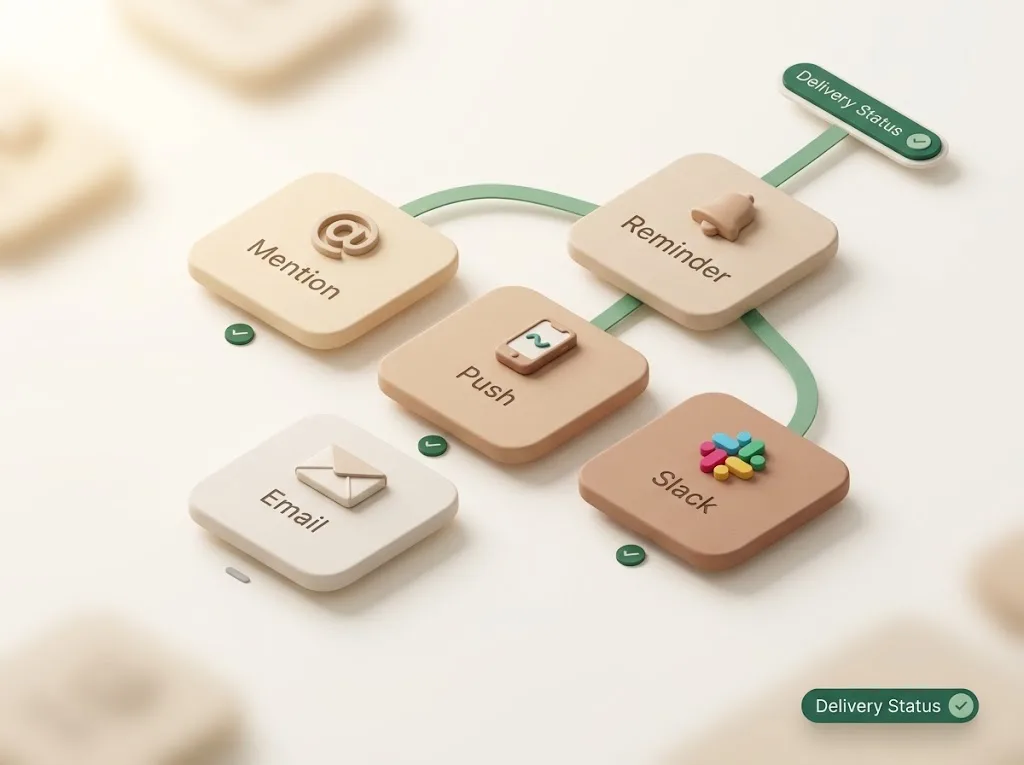 Notion notifications organized by delivery condition, method by method