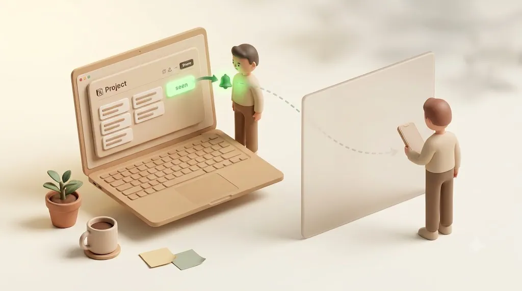 Notion's notifications reach the teammate who opens Notion, but a wall stops them from reaching an external client who doesn't use Notion
